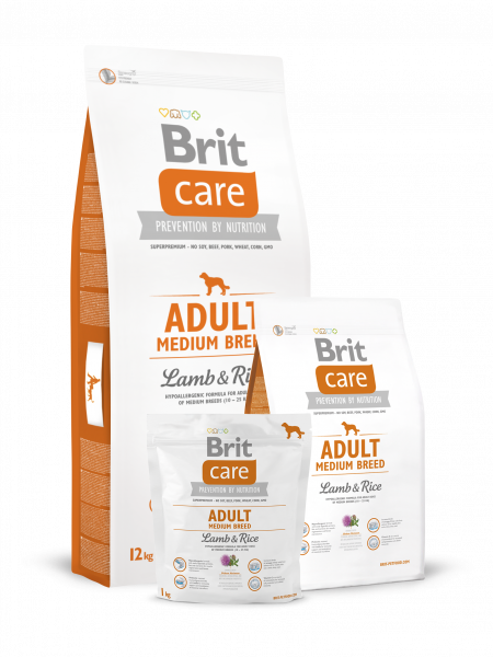 BRIT Care для собак средних пород 12кг ягненок/рис