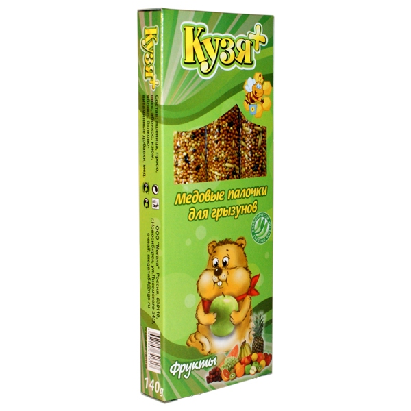 КУЗЯ+ медовые палочки  для грызунов "Фрукты" 