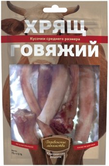 Деревенские лакомства КР хрящ говяжий (средний размер) для собак 80г