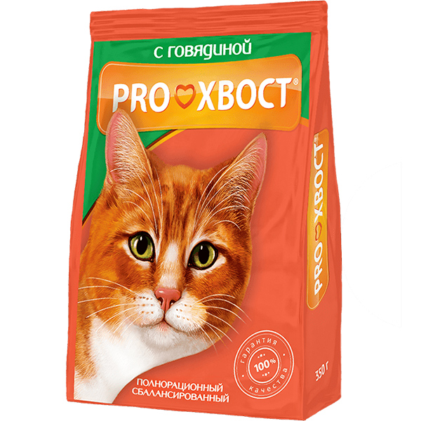 PROХВОСТ корм сухой для кошек 350г говядина