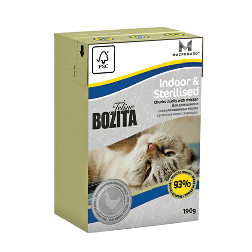 BOZITA Feline Indoor & Sterilised Бозита кусочки в желе с курицей для домашних и стерилизованных кошек 190 гр