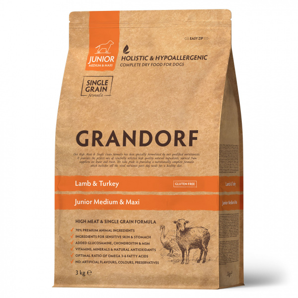GRANDORF Junior Lamb&Turkey 3кг (ягнёнок с рисом для юниоров)