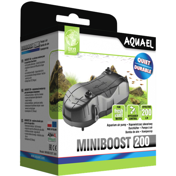 Компрессор AQUAEL MINIBOOST 200 для аквариума 150 - 200 л (200 л/ч, 2 канала, регулируемый)