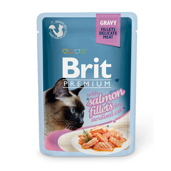 BRIT Premium влажный для стерилизованных кошек 85г Лосось в соусе