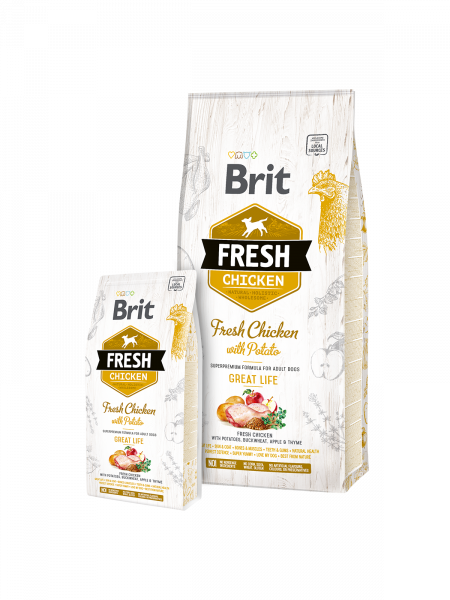 BRIT FRESH для собак всех пород Курица/картофель 2,5 кг