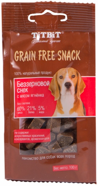 Титбит Снек Grain Free беззерновой с мясом ягненка