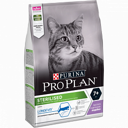 Сухой корм Purina Pro Plan для стерилизованных кошек и кастрированных котов старше 7 лет, с индейкой, Пакет, 3 кг