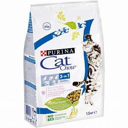 Сухой корм Cat Chow для взрослых кошек тройная защита 3 в 1, Пакет, 1,5 кг