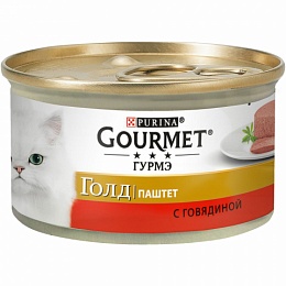 Влажный корм Gourmet® Гурмэ Голд Паштет для кошек с говядиной, Банка, 85 г