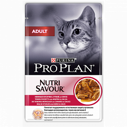 Влажный корм Pro Plan Nutri Savour для взрослых кошек с уткой в соусе, Пауч, 85 г