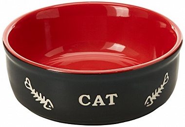 Миска керамическая NOBBY 13.5*5см 0,24л красно/черная с рисунком CAT