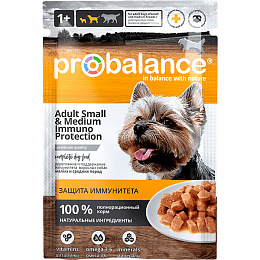 Корм влажный для собак малых и средних пород ProBalance Immuno Protection, пауч, 85гр