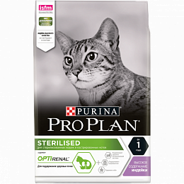 Сухой корм Purina Pro Plan для стерилизованных кошек и кастрированных котов, с индейкой, Пакет, 3 кг
