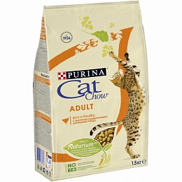 Сухой корм Cat Chow  для взрослых кошек, с высоким содержанием домашней птицы, 1,5кг