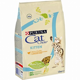 Сухой корм Cat Chow для котят с домашней птицей, Пакет, 1,5 кг