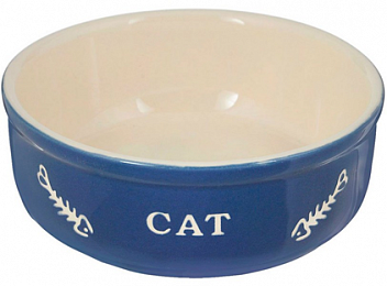 Миска керамическая NOBBY 13.5см синяя с рисунком CAT
