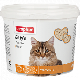 Беафар Кормовая добавка Kitty's + Taurine-Biotine с биотином и таурином для кошек 750 таб.