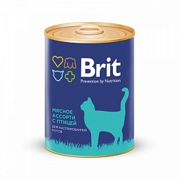 BRIT Premium консервы для кастрированных котов 340г Мясное ассорти с птицей