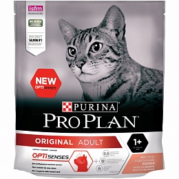 Сухой корм Purina Pro Plan для взрослых кошек от 1 года, с лососем, Пакет, 400 г