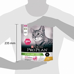 Сухой корм Purina Pro Plan для стерилизованных кошек и кастрированных котов с чувствительным пищеварением, с курицей, Пакет, 400 г