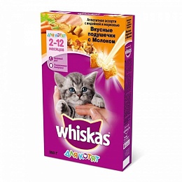Whiskas для котят вкусные подушечки с молоком, индейкой и морковью 350 г