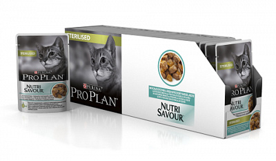Влажный корм Pro Plan Nutri Savour для взрослых стерилизованных кошек и кастрированных котов, с океанической рыбой в желе, 85г