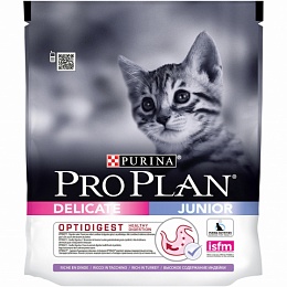 Сухой корм Pro Plan для котят с чувствительным пищеварением в возрасте от 6 недель до 1 года с индейкой, Пакет, 400 г